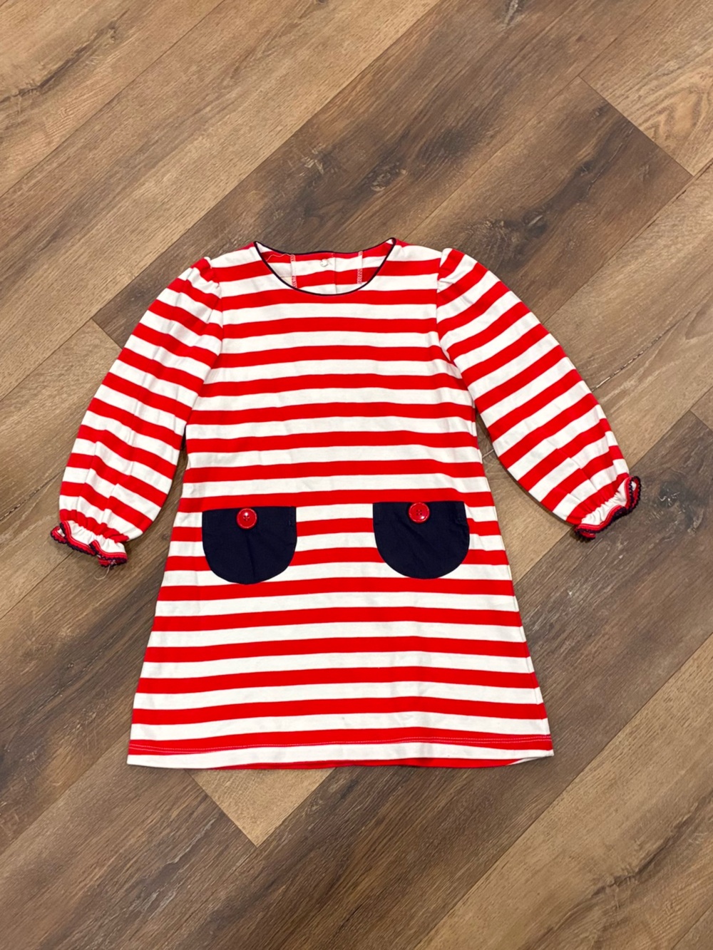 The Beaufort Bonnet Company Red White Stripe Dress Patriotic Christmas  5 Girl